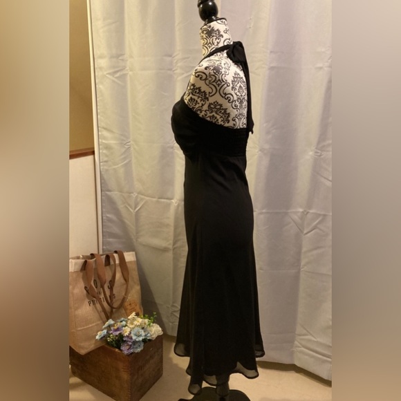 ESPRIT Lined Black Chifon Halter Dress 8 (Small) - Picture 10 of 15
